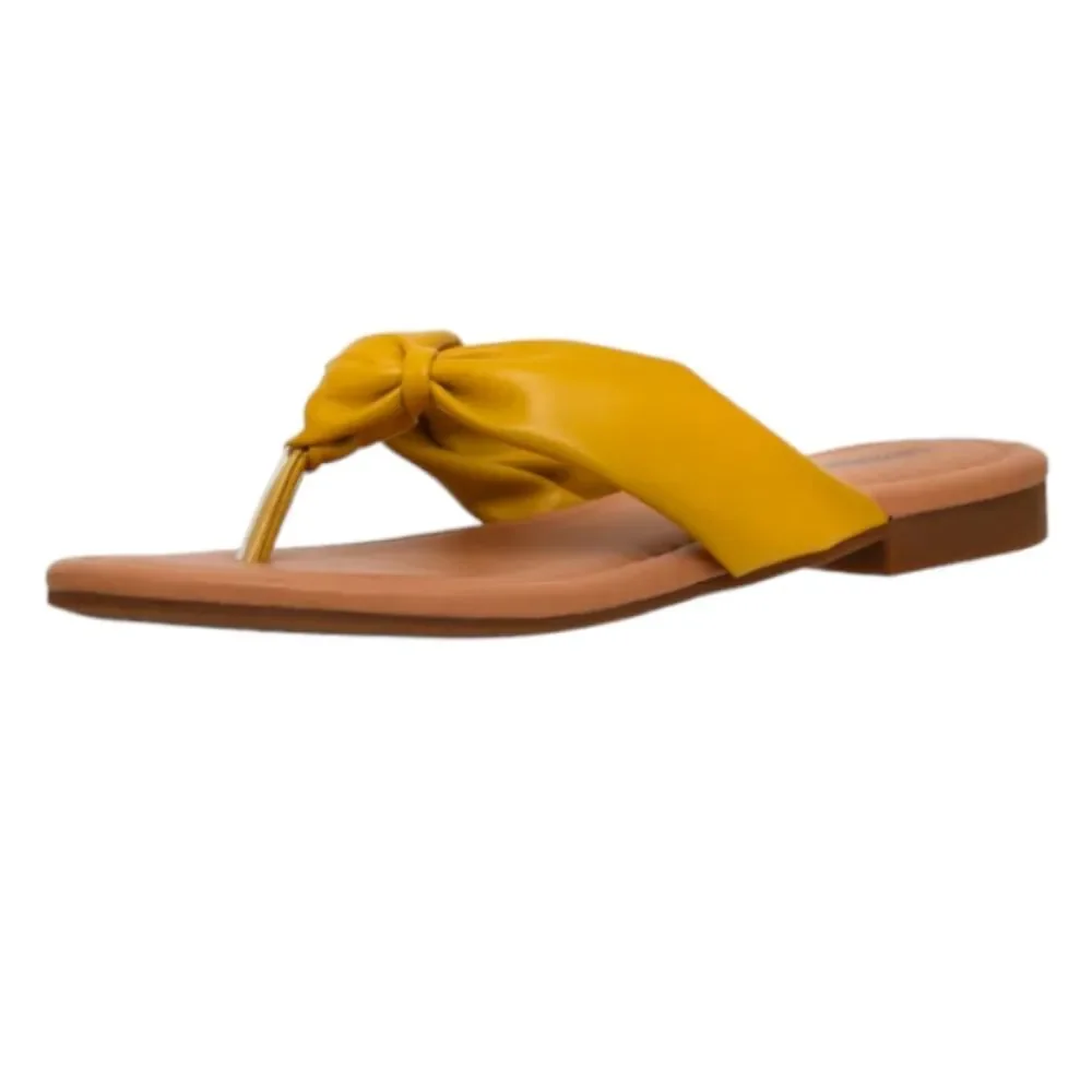 NWOT Cushionaire Mustard Yellow Quaid Knotted Sandals